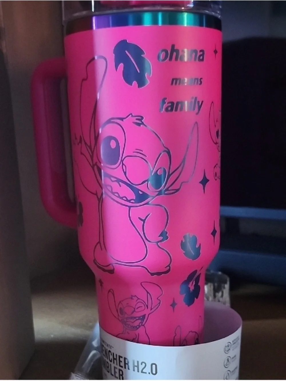 New!  Stanley Pink Stitch Insulated Travel Tumbler with Handle 40 oz - Picture 2 of 4